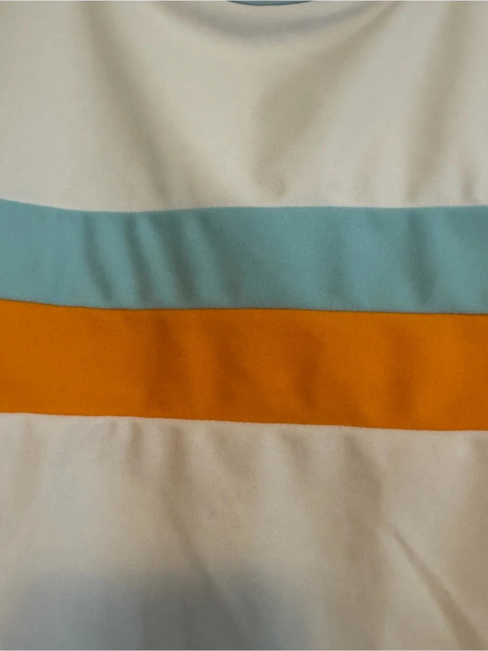 Kids White Tankini Top with Aqua and Orange Stripes